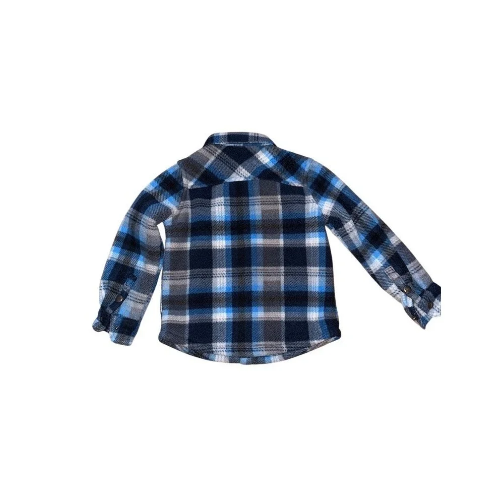 Eddie‎ Bauer Shirt Jacket Kids 4/5 Plaid Sherpa lining shacket cabincore snap